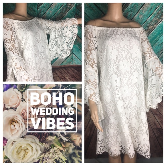 Fever Dresses & Skirts - Boho Lace Wedding Mini Dress
